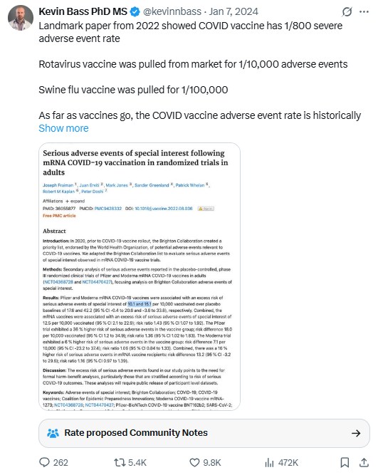 Tweet screenshot — Jan 8, 2024